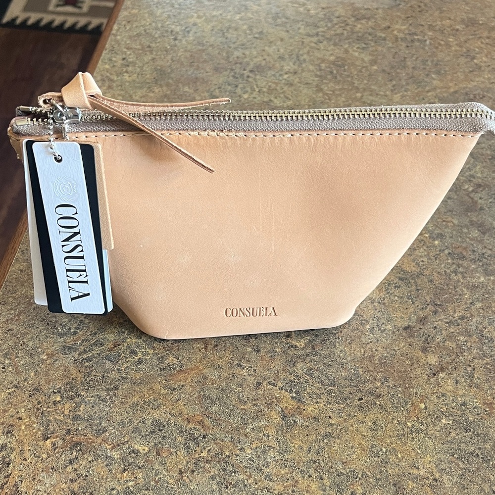 Consuela Cream Leather Cosmetic Bag- medium tool kit Diego